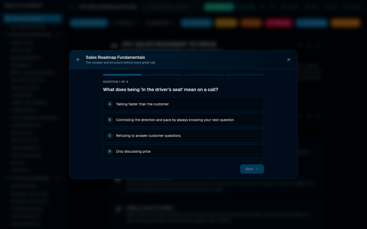JPC Scripts knowledge check quiz interface